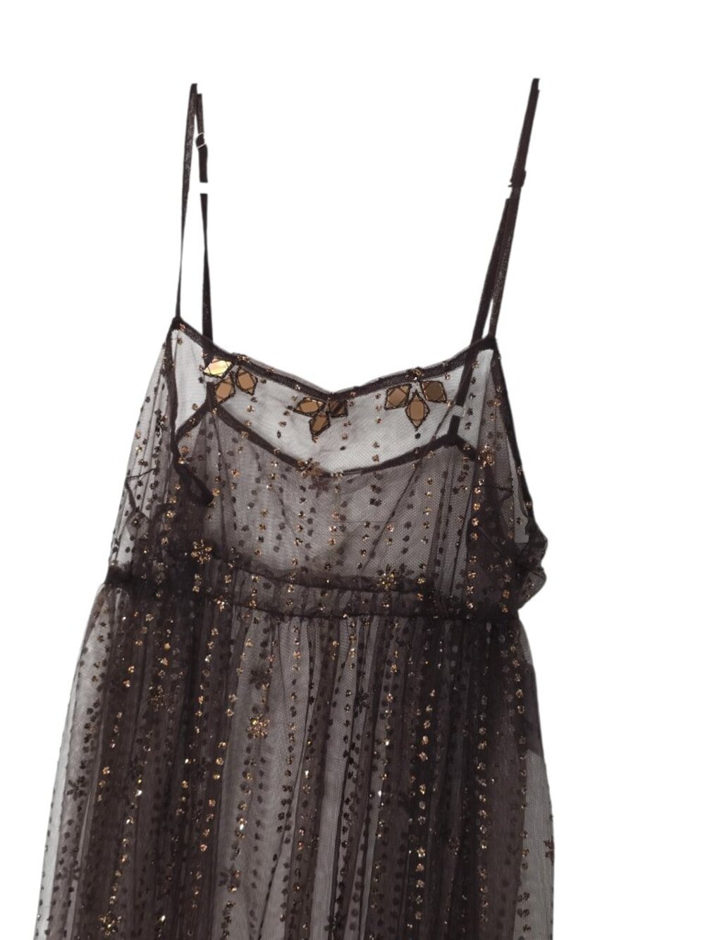 Free People Intimately Shaved Chocolate Brown Sheer Maxi Dress Medium NWT - Picture 4 of 14